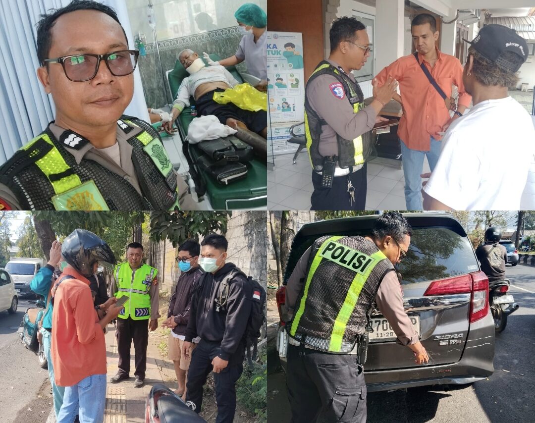 Laka Lantas di By Pass Ngurah Rai, Polsek Dentim Cepat Atur Lalin & Evakuasi Korban ke RS Dharma Yadnya